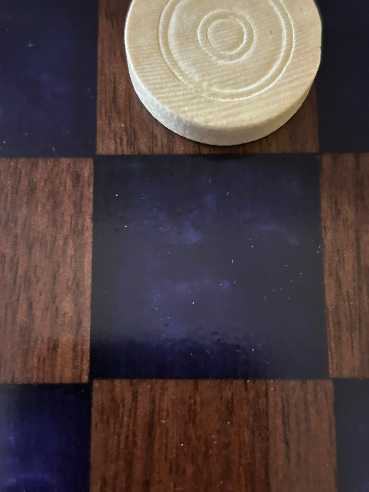 Opulent Tanzanite/Walnut Chess/Checker Board