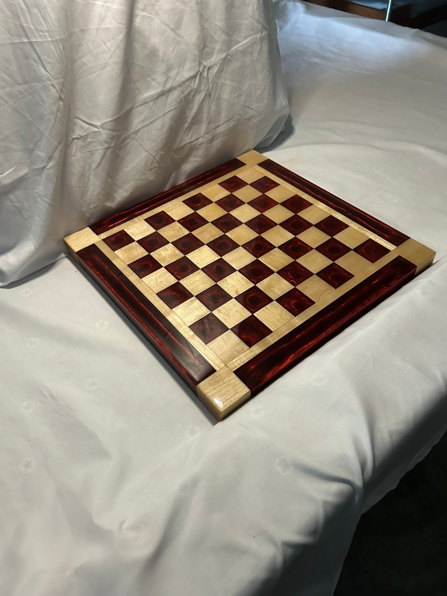 Red Walnut Chess Board