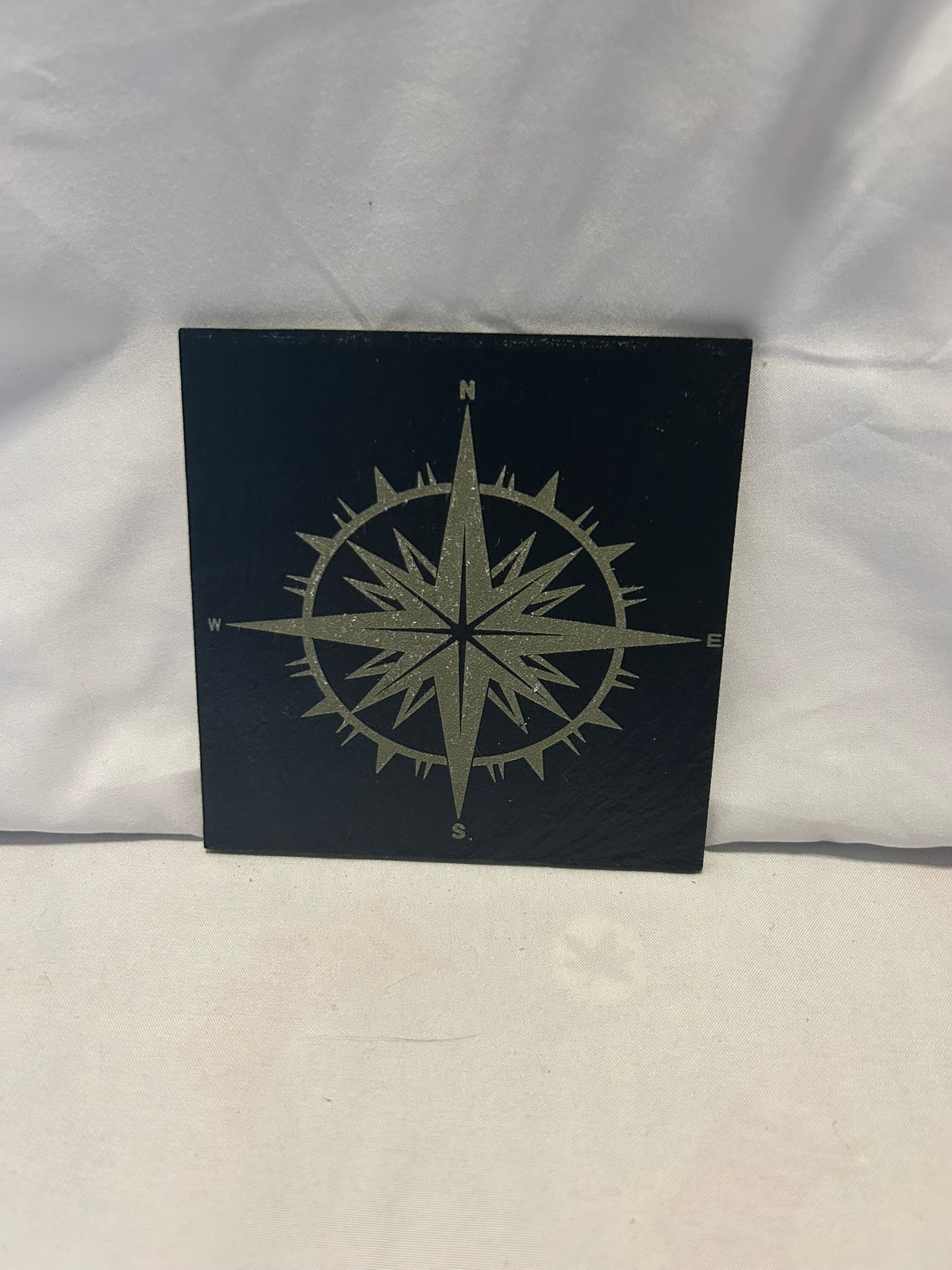 Nautical Compass Slate Coaster Set