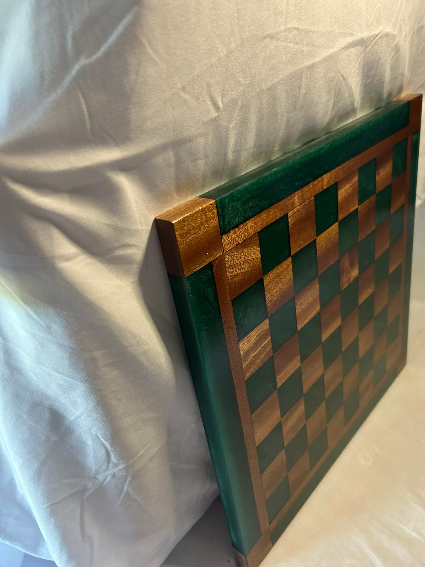 Dark Ocean Green Sapele/Maple Chess Board