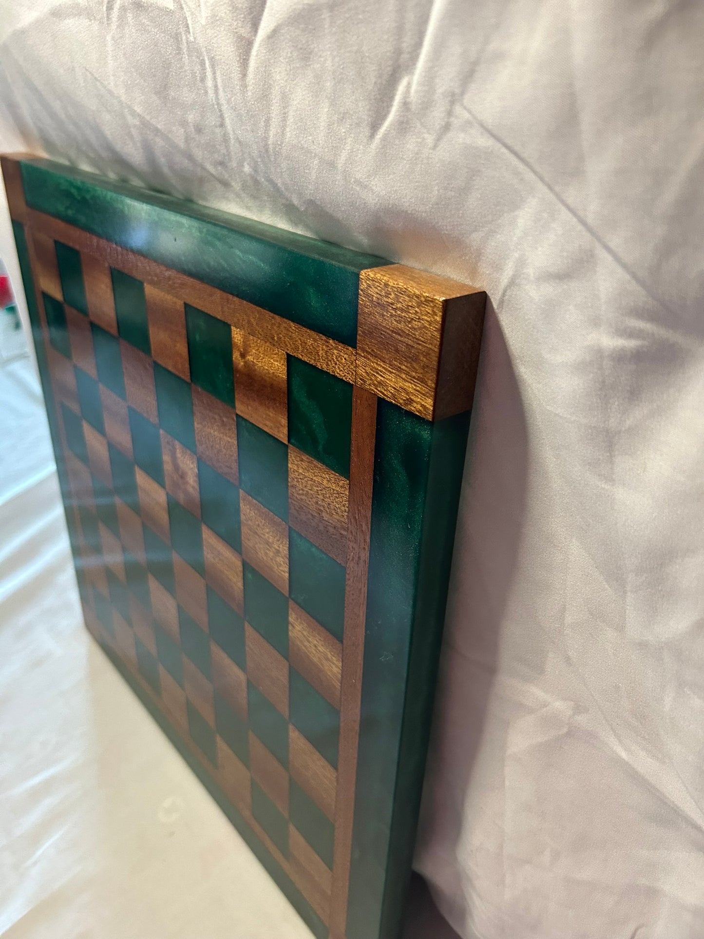 Dark Ocean Green Sapele/Maple Chess Board