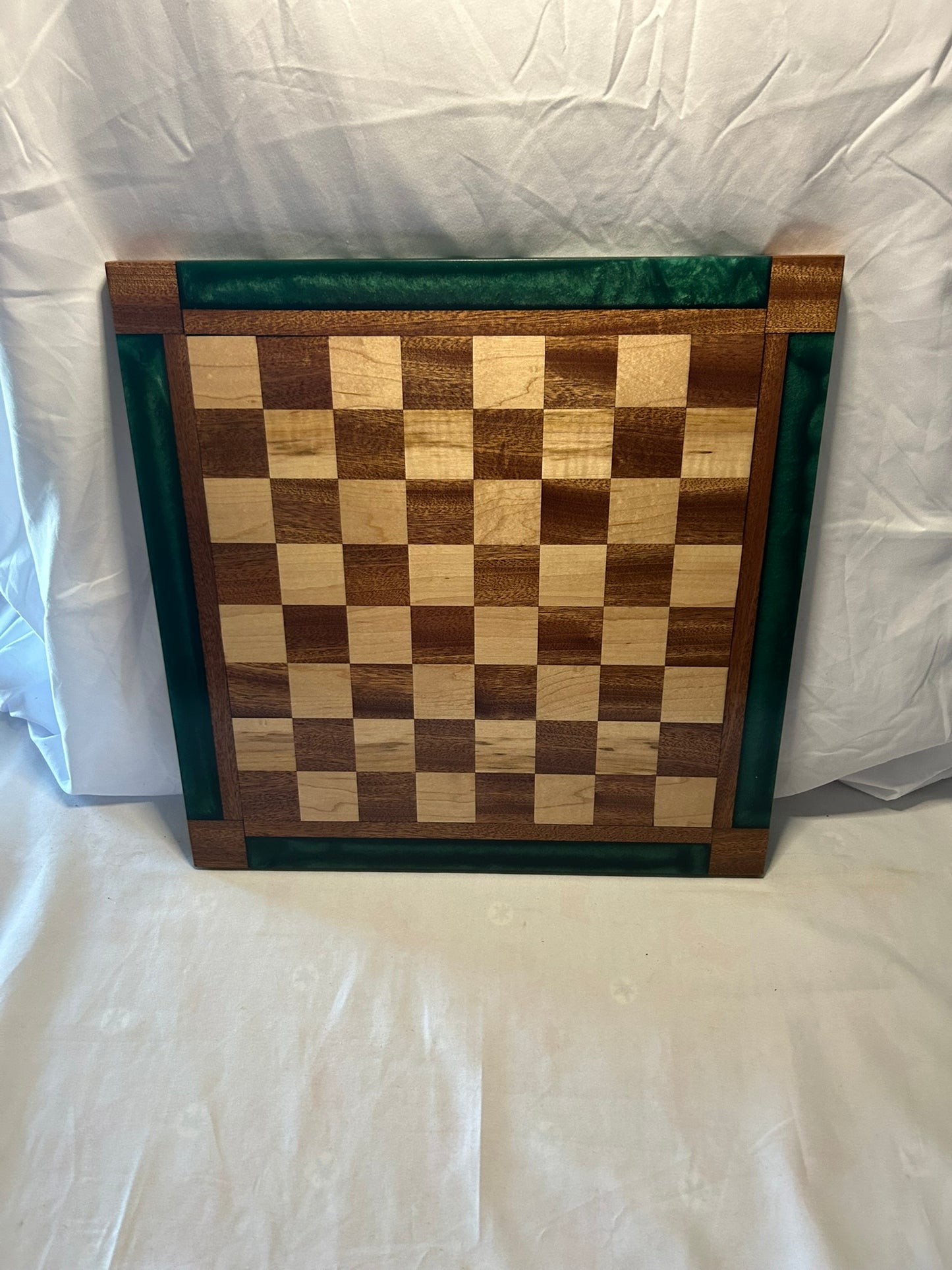 Dark Ocean Green Sapele/Maple Chess Board