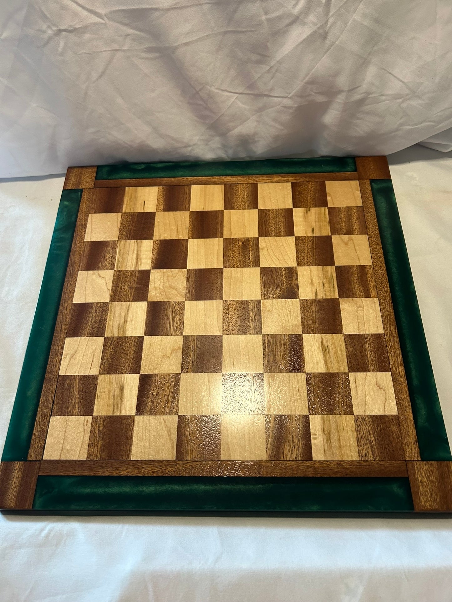 Dark Ocean Green Sapele/Maple Chess Board