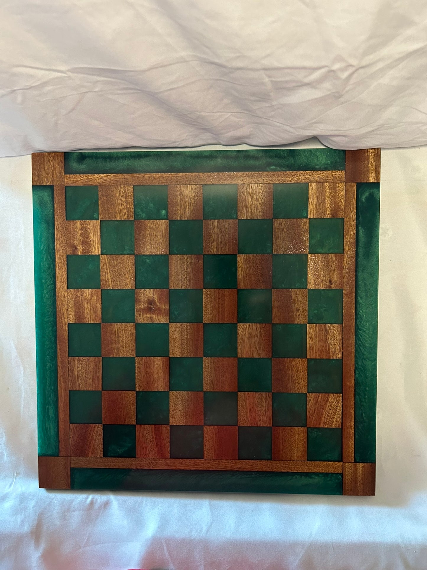 Dark Ocean Green Sapele/Maple Chess Board