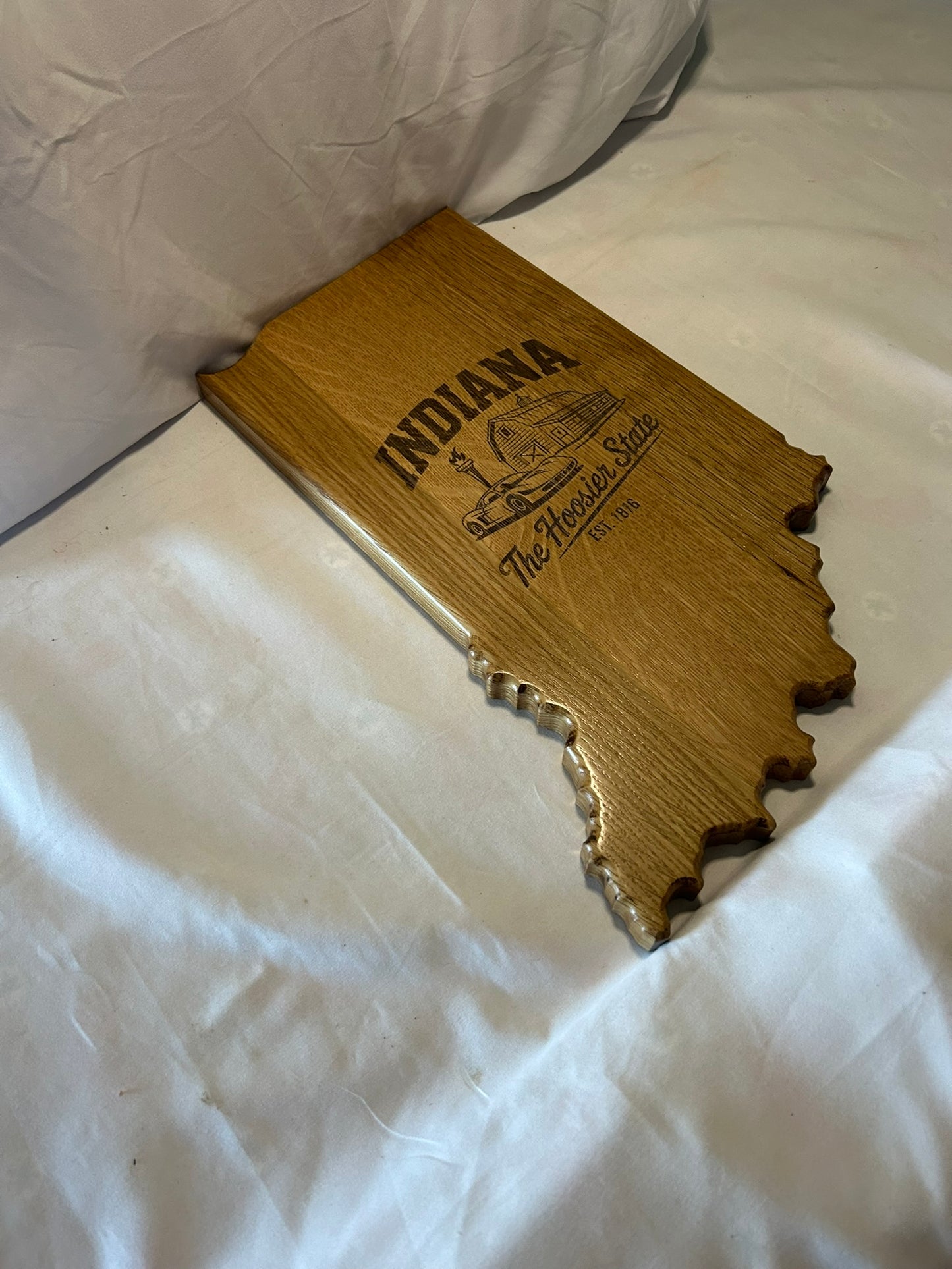 State of Indiana white Oak Plaque