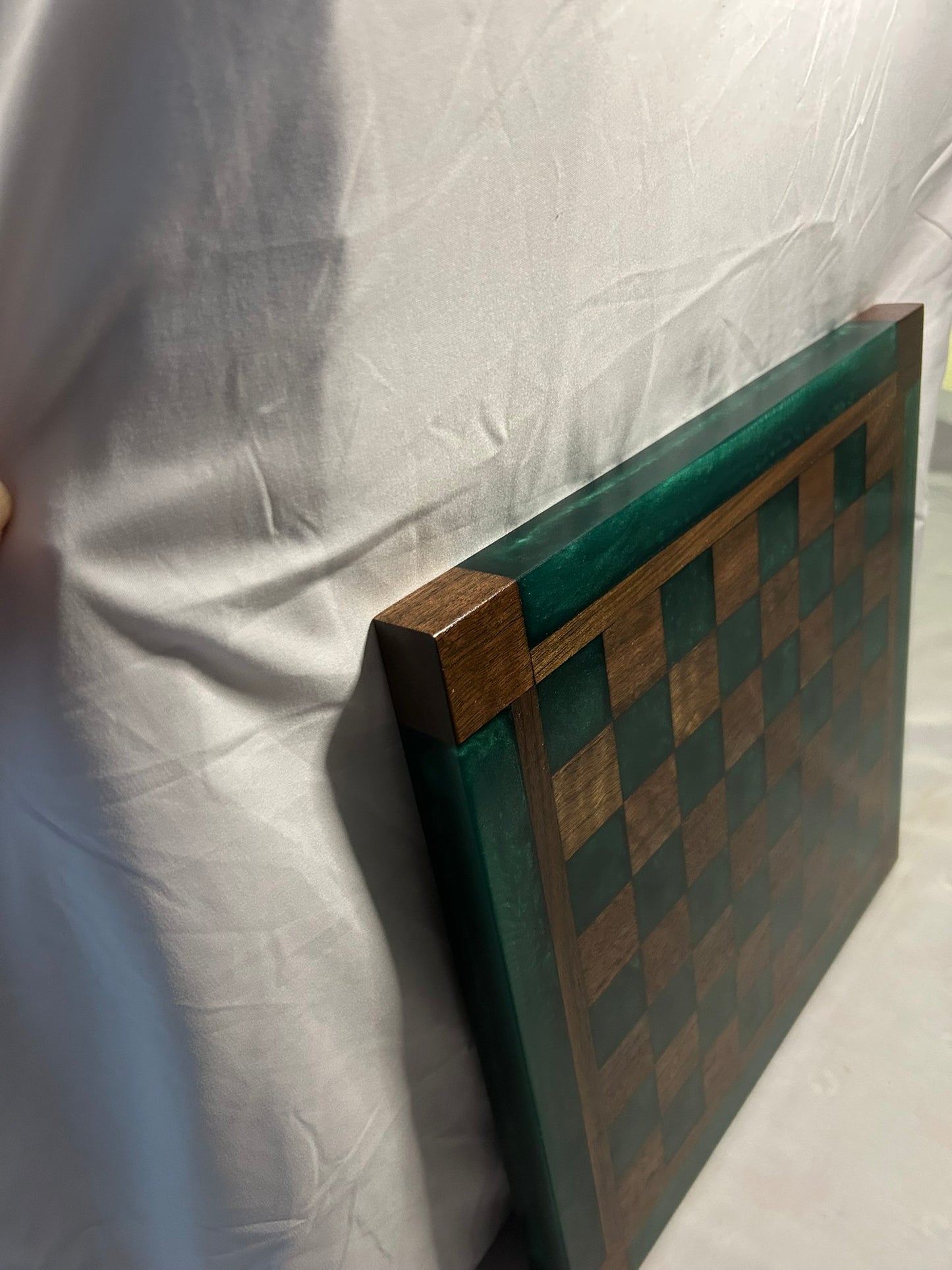 Deep Ocean Green Walnut/Maple Chess Board