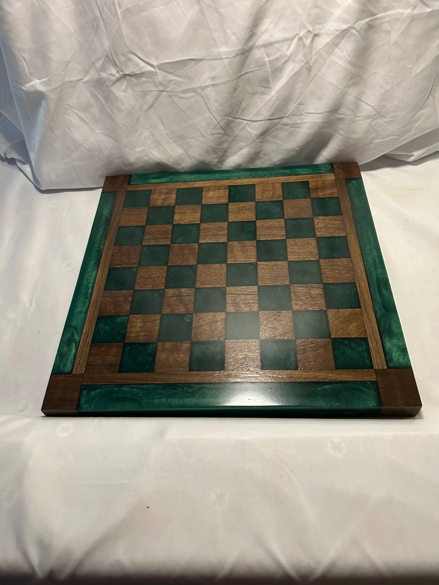 Deep Ocean Green Walnut/Maple Chess Board