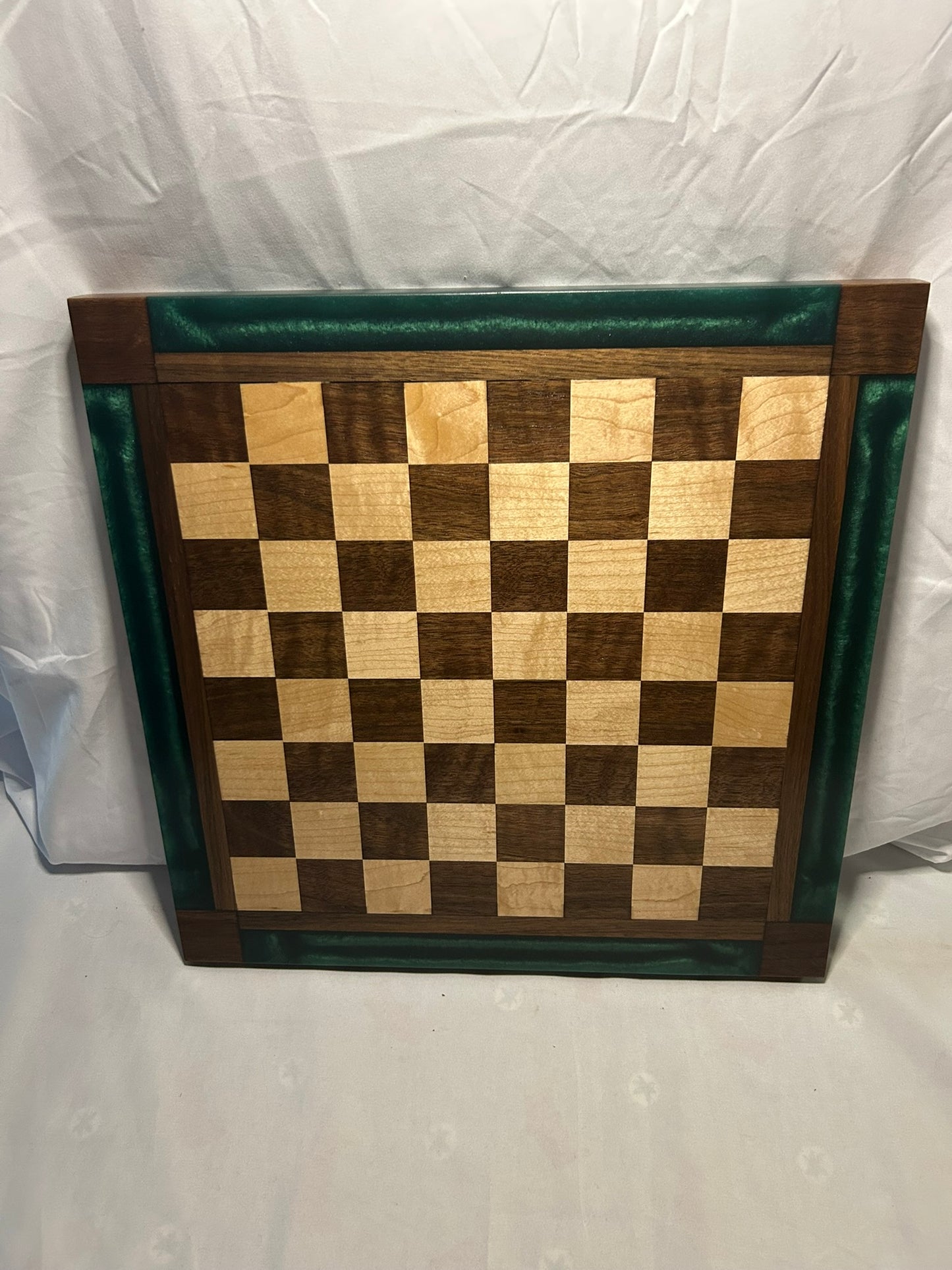 Deep Ocean Green Walnut/Maple Chess Board