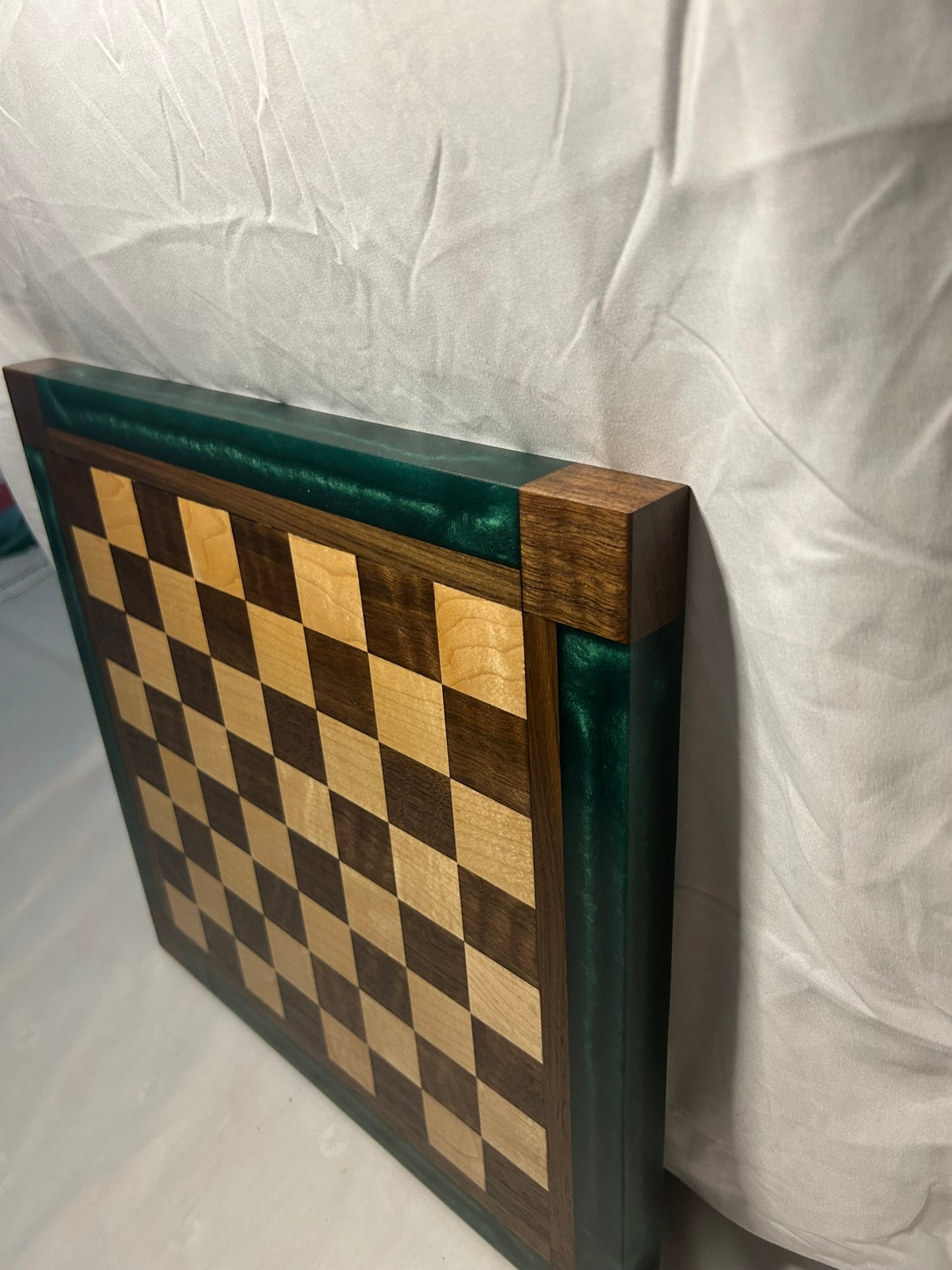 Deep Ocean Green Walnut/Maple Chess Board