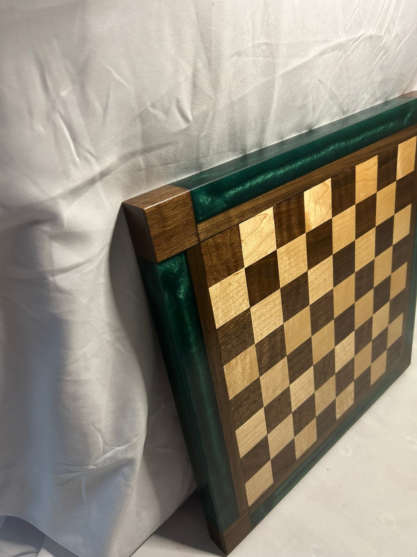 Deep Ocean Green Walnut/Maple Chess Board
