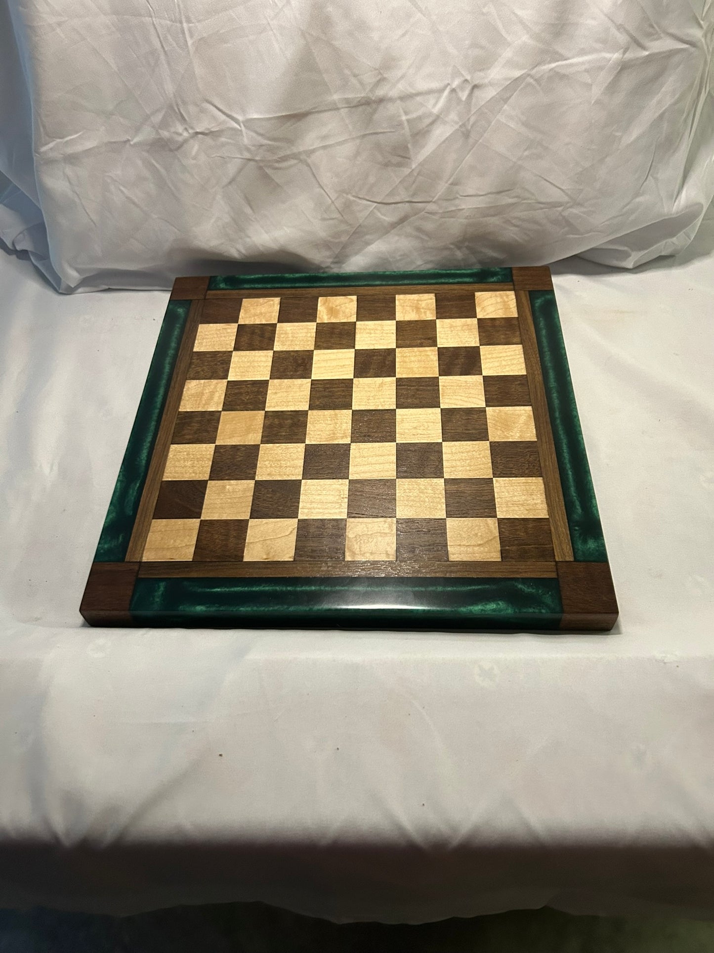 Deep Ocean Green Walnut/Maple Chess Board