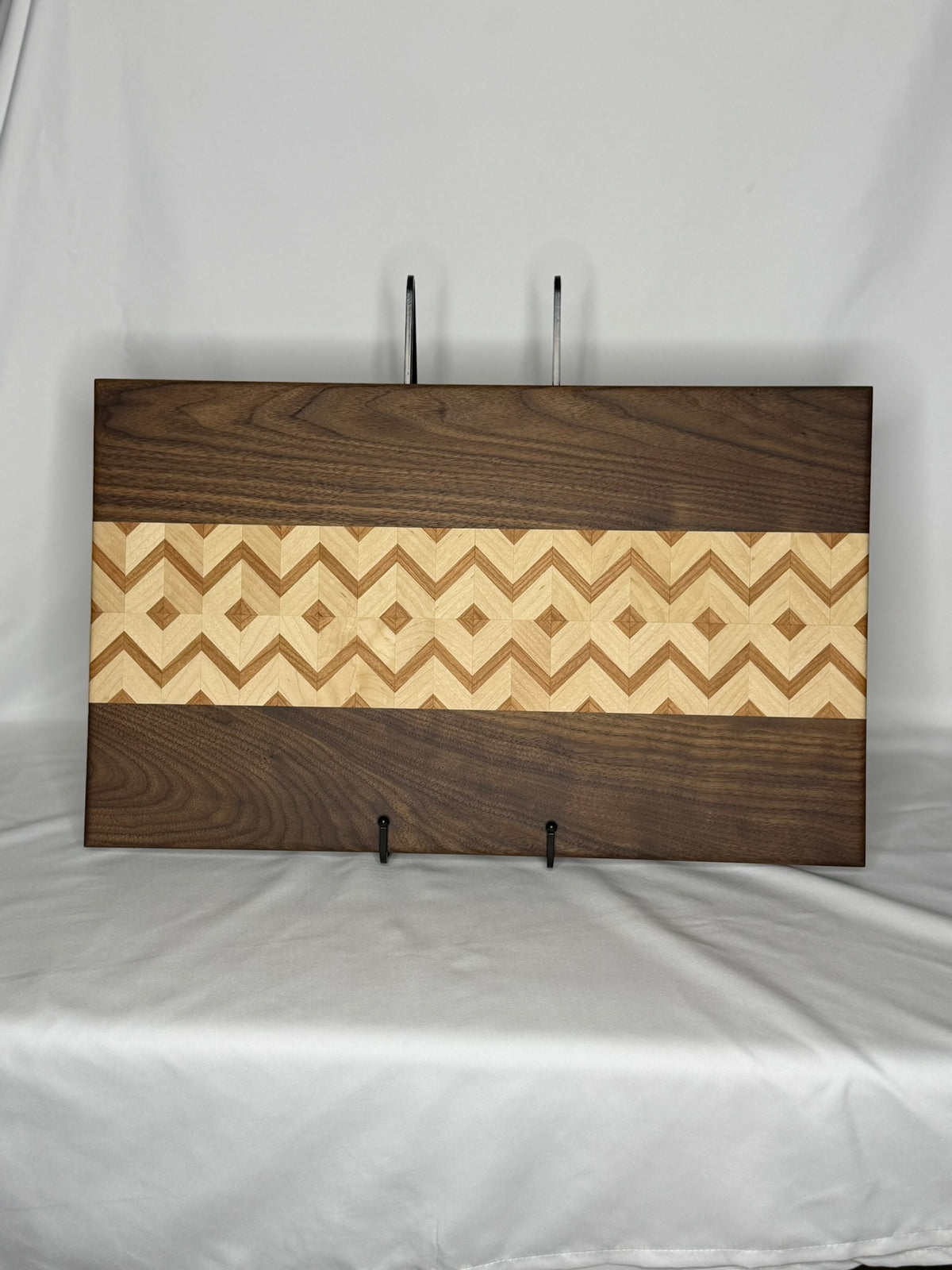 Walnut, Maple, Cherry Zigzag with Diamonds Cutting Board