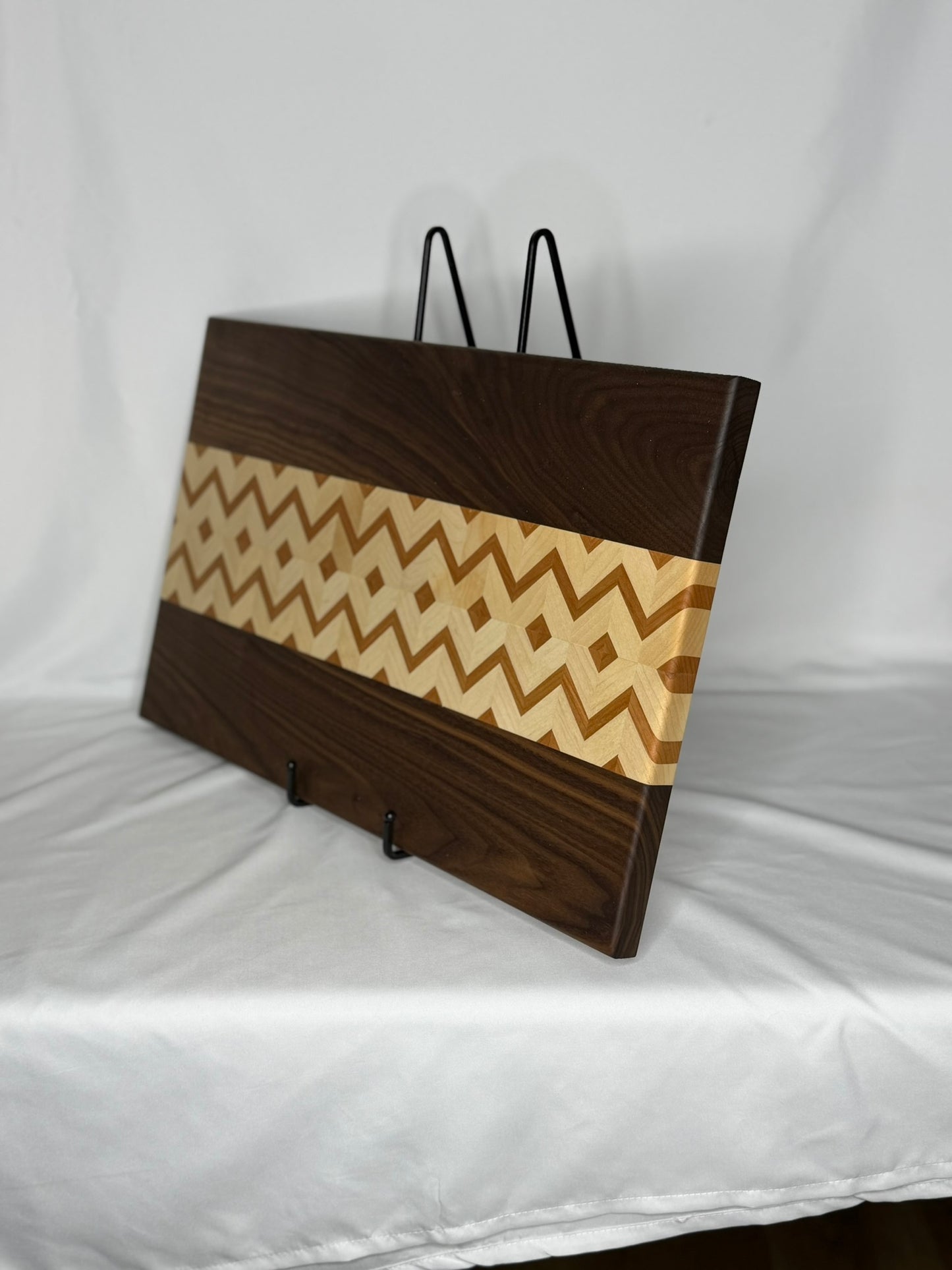 Walnut, Maple, Cherry Zigzag with Diamonds Cutting Board