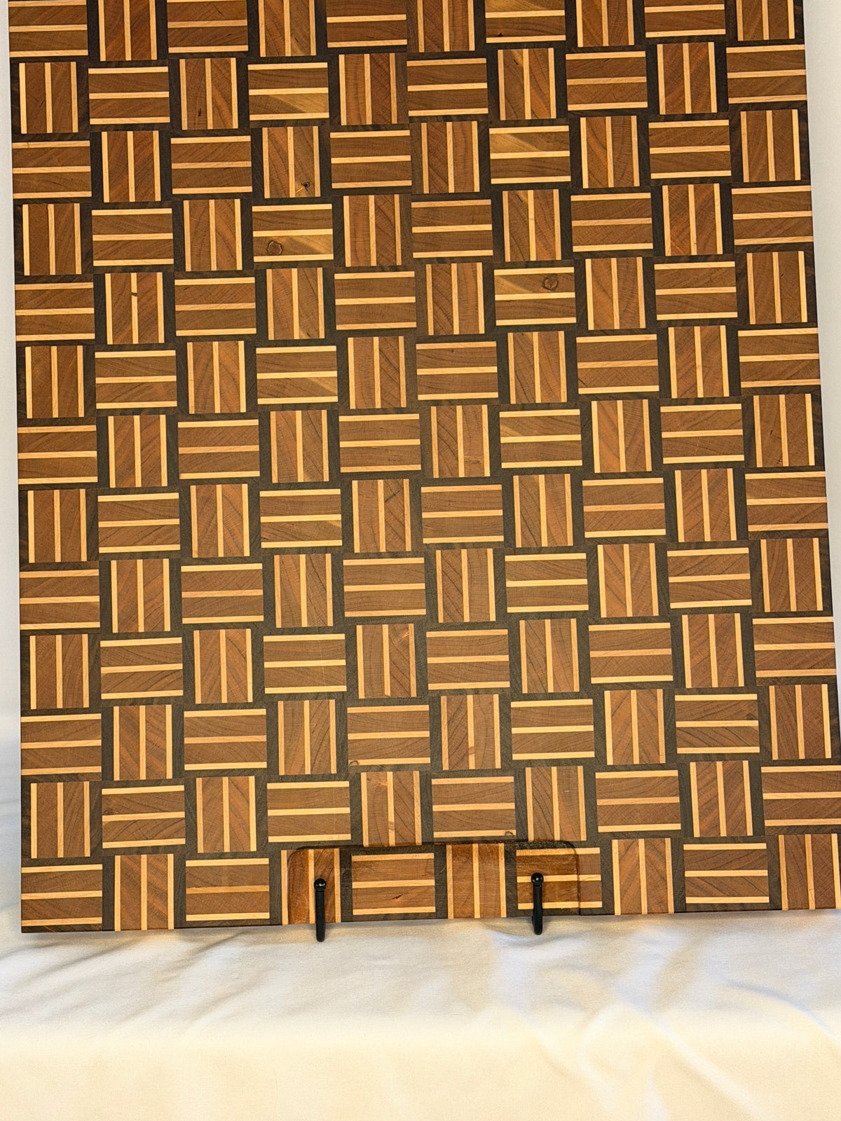 Walnut, Maple and Cherry Basketweave Cutting Board