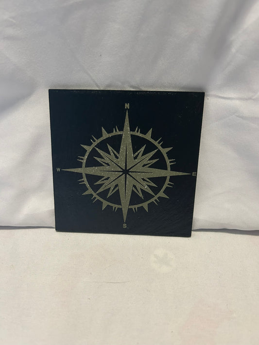 Nautical  Compass Slate Coaster Set