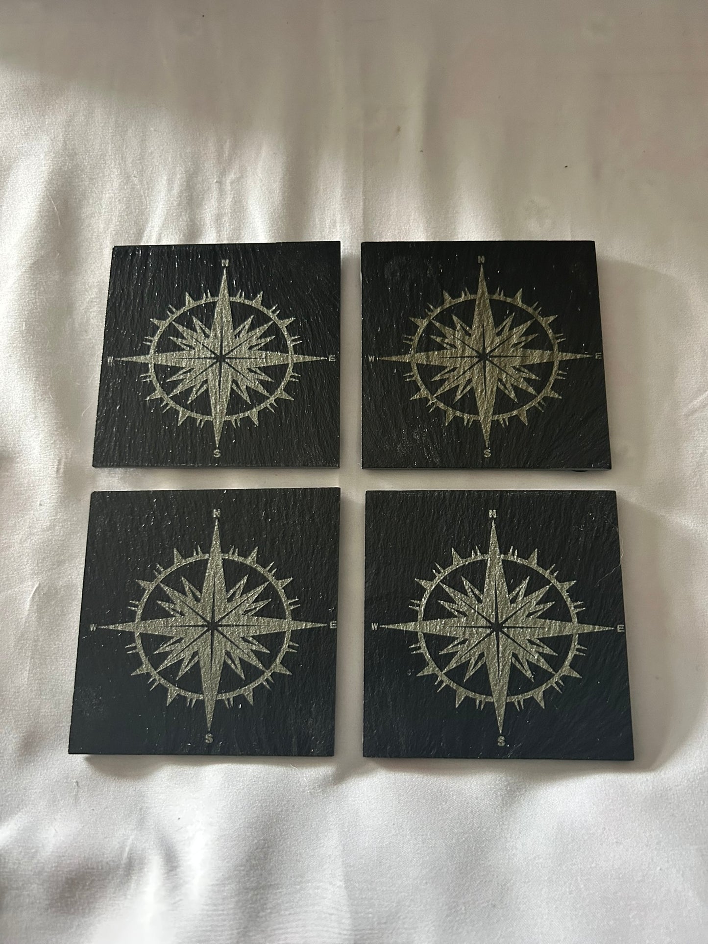 Nautical  Compass Slate Coaster Set