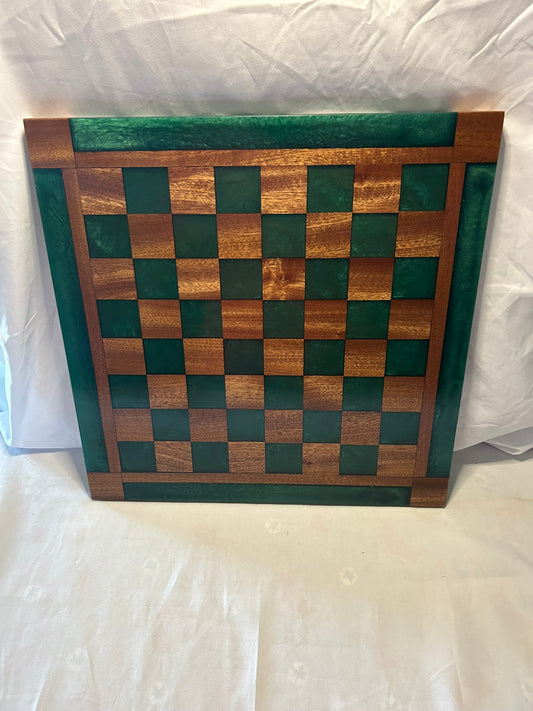 Dark Ocean Green Sapele/Maple Chess Board