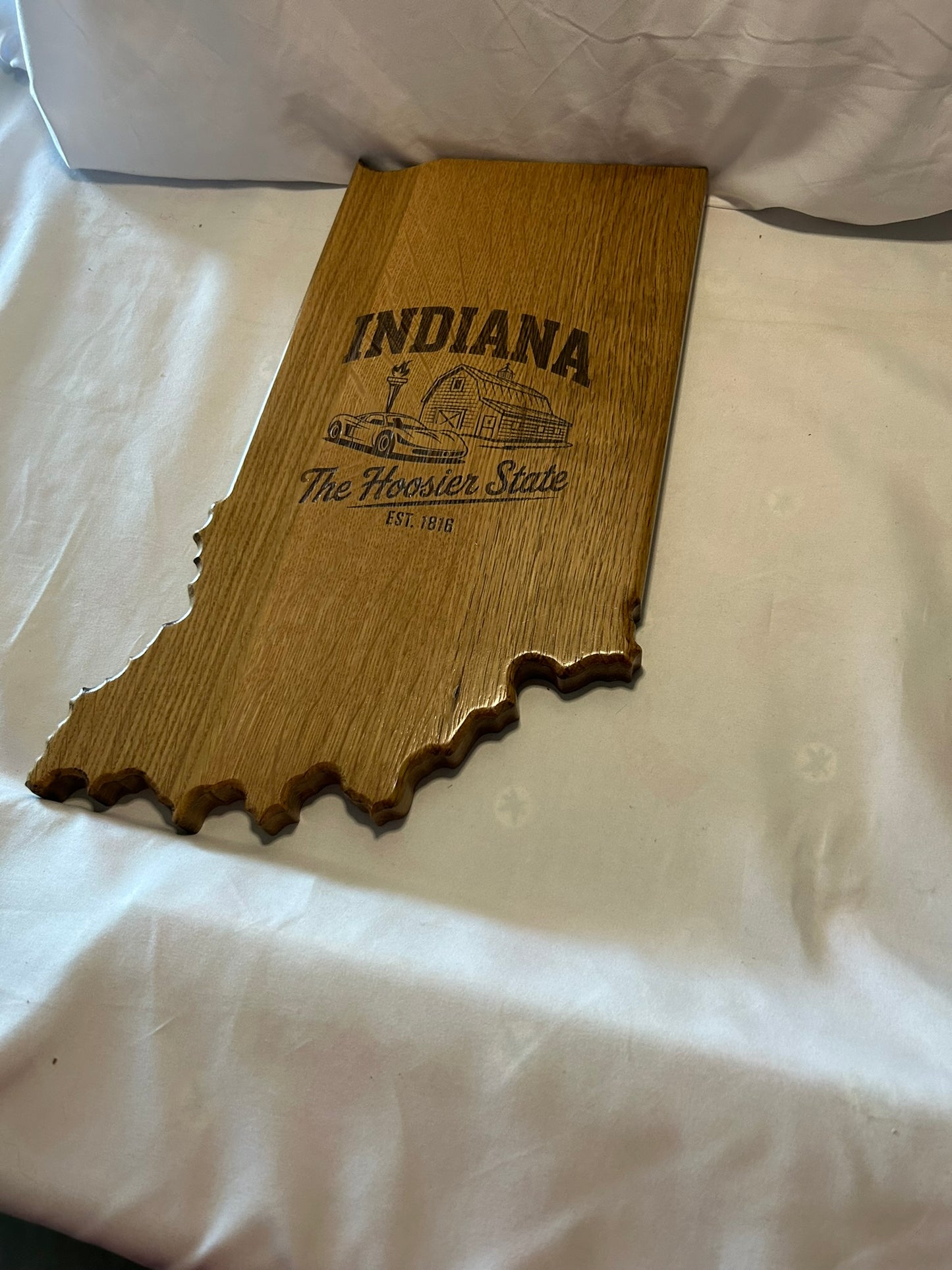 State of Indiana white Oak Plaque