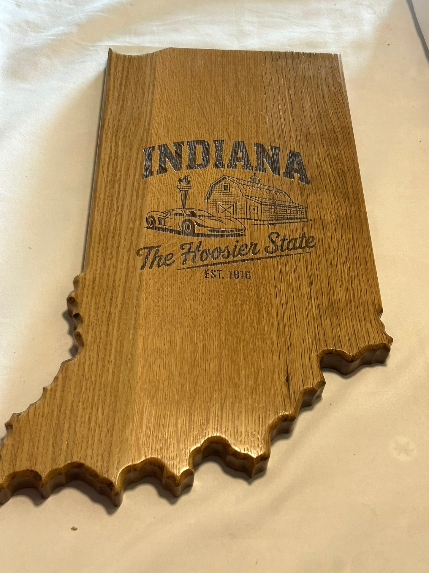 State of Indiana white Oak Plaque