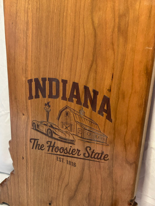 State of Indiana Cherry Plaque