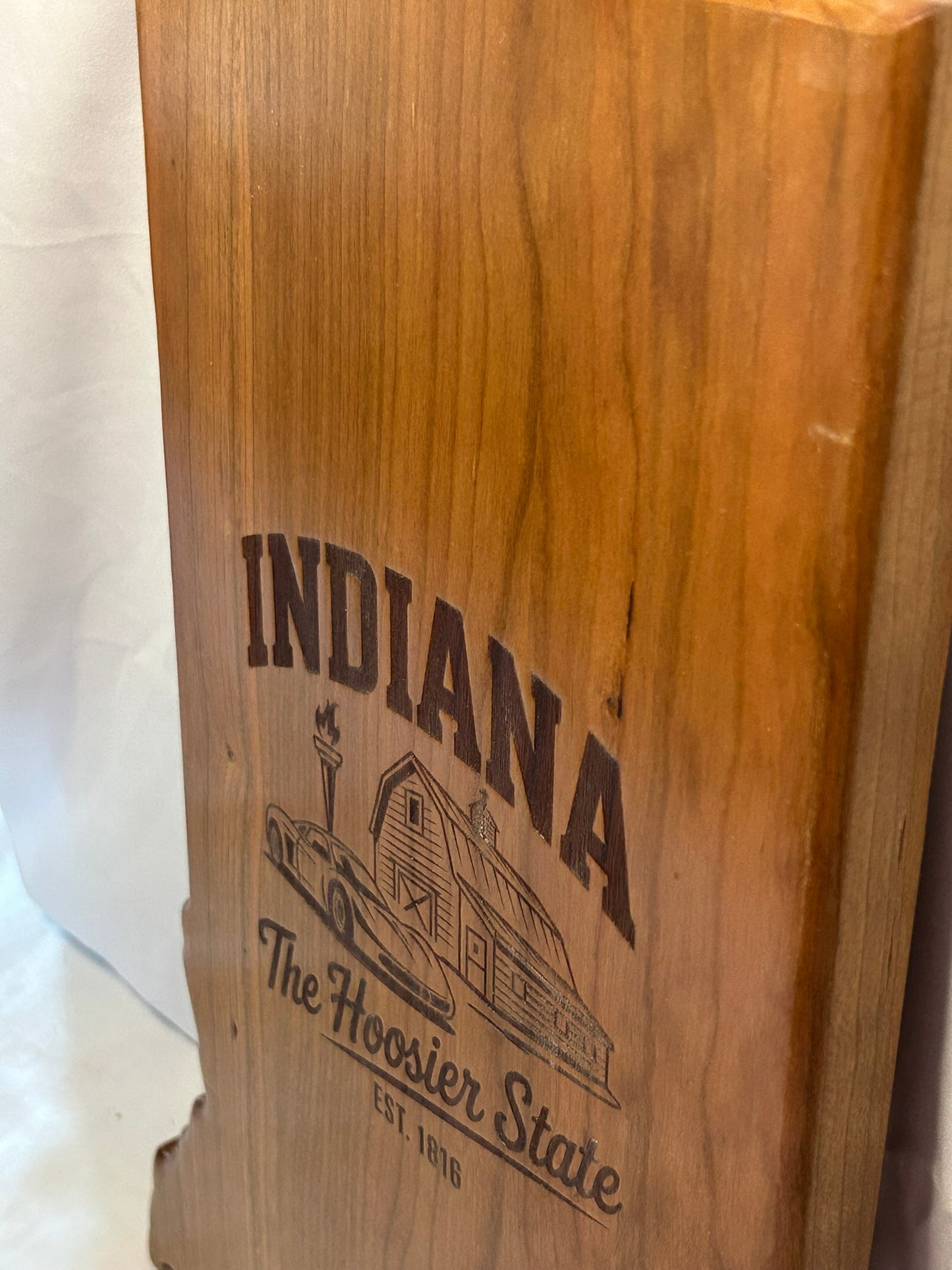 State of Indiana Cherry Plaque