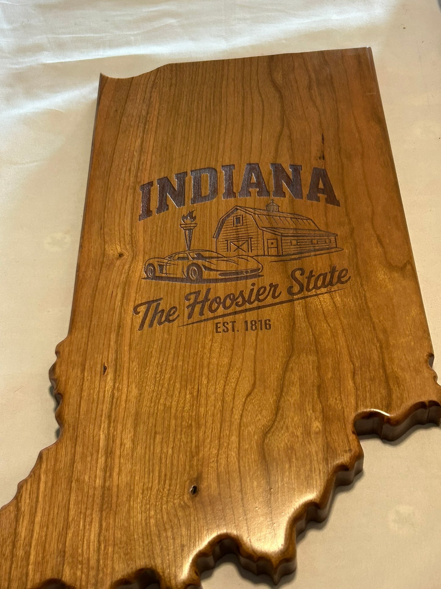 State of Indiana Cherry Plaque