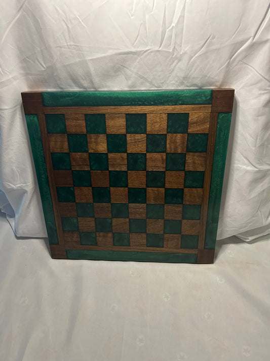 Deep Ocean Green Walnut/Maple Chess Board