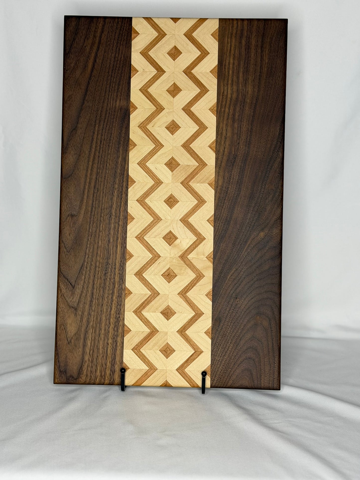 Walnut, Maple, Cherry Zigzag with Diamonds Cutting Board