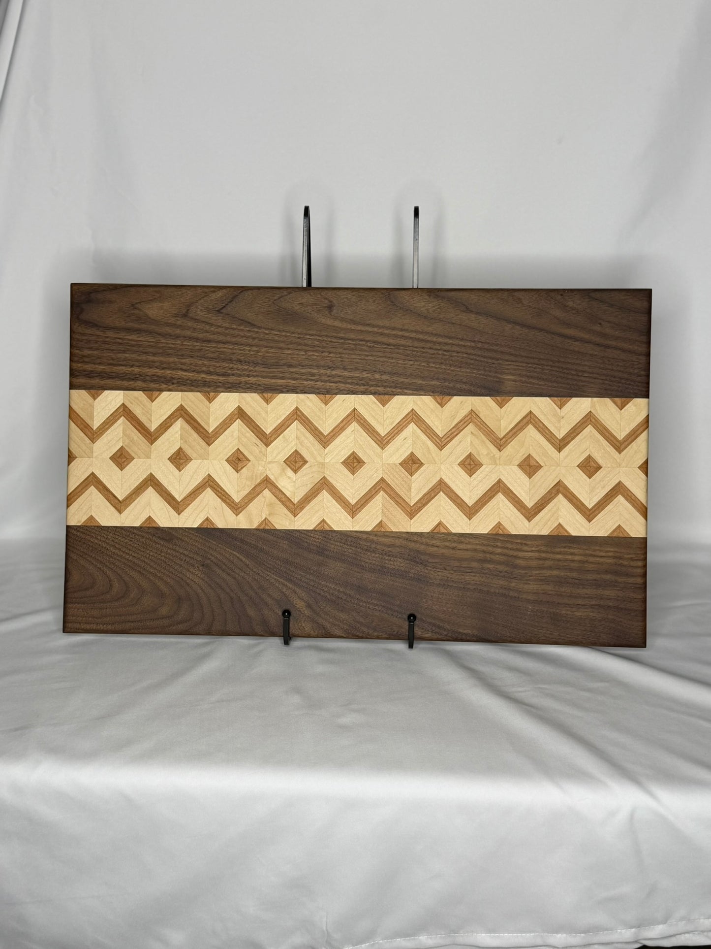 Walnut, Maple, Cherry Zigzag with Diamonds Cutting Board
