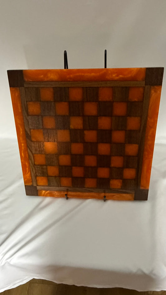Vivid Orange Walnut Chess Board