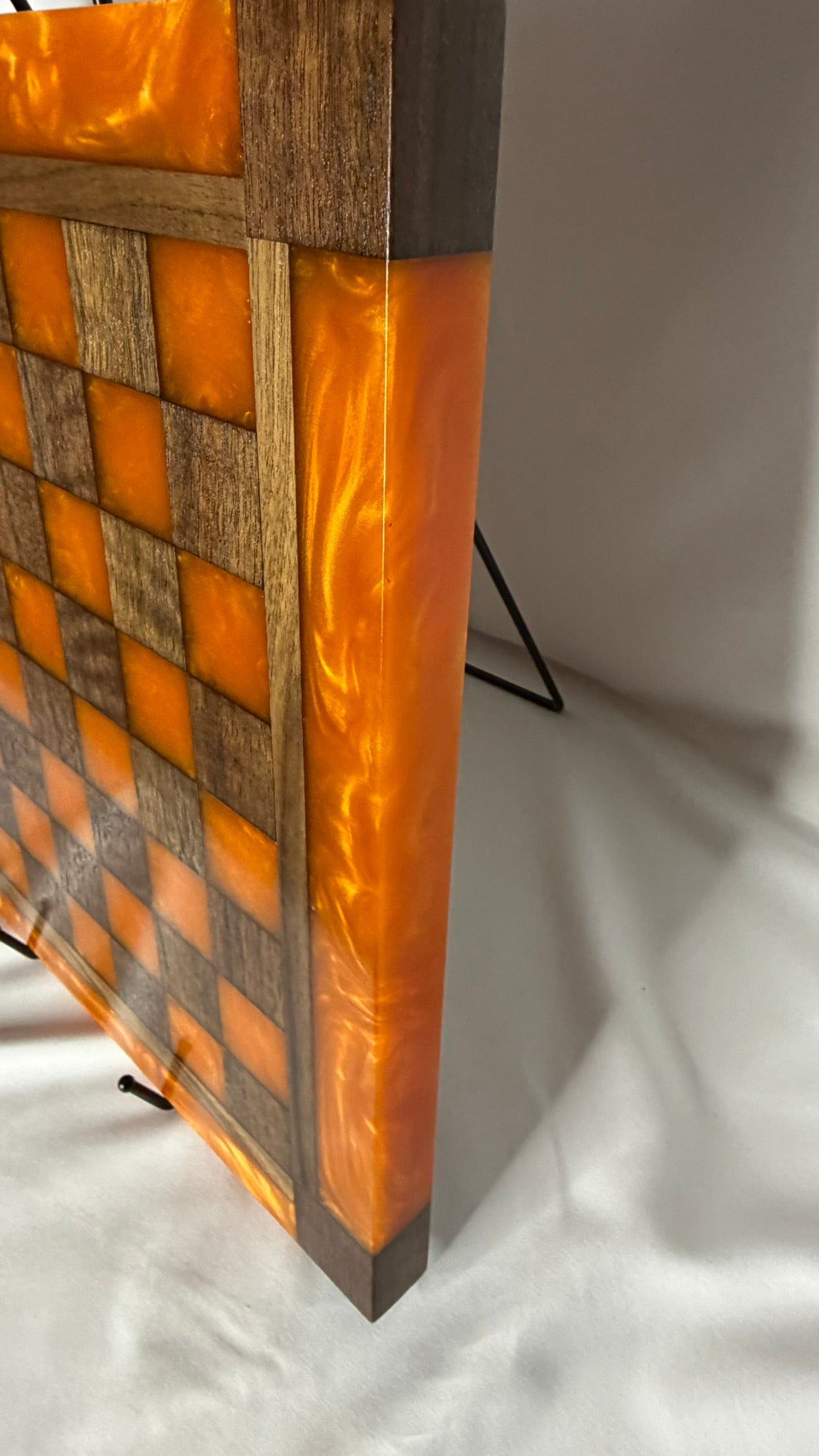 Vivid Orange Walnut Chess Board