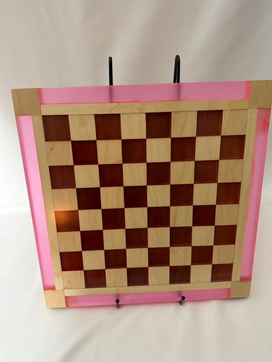 Iridescent Pink Maple Chess Board