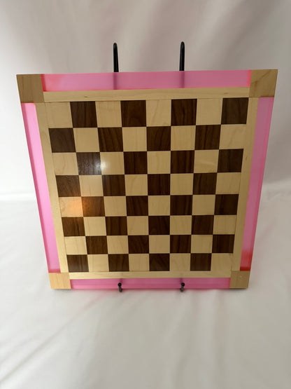 Iridescent Pink Maple Chess Board