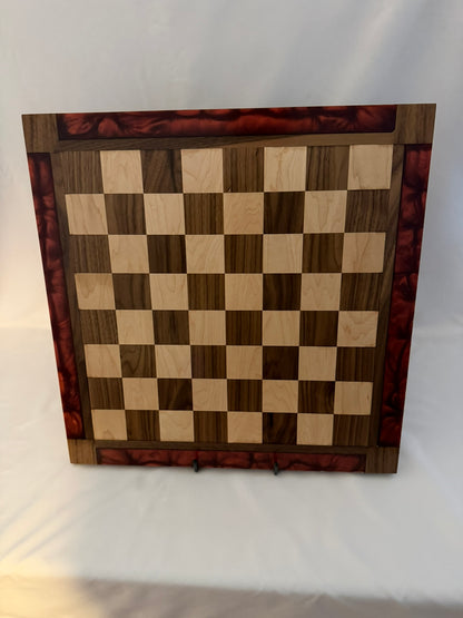 Wine Red Walnut Chess Board
