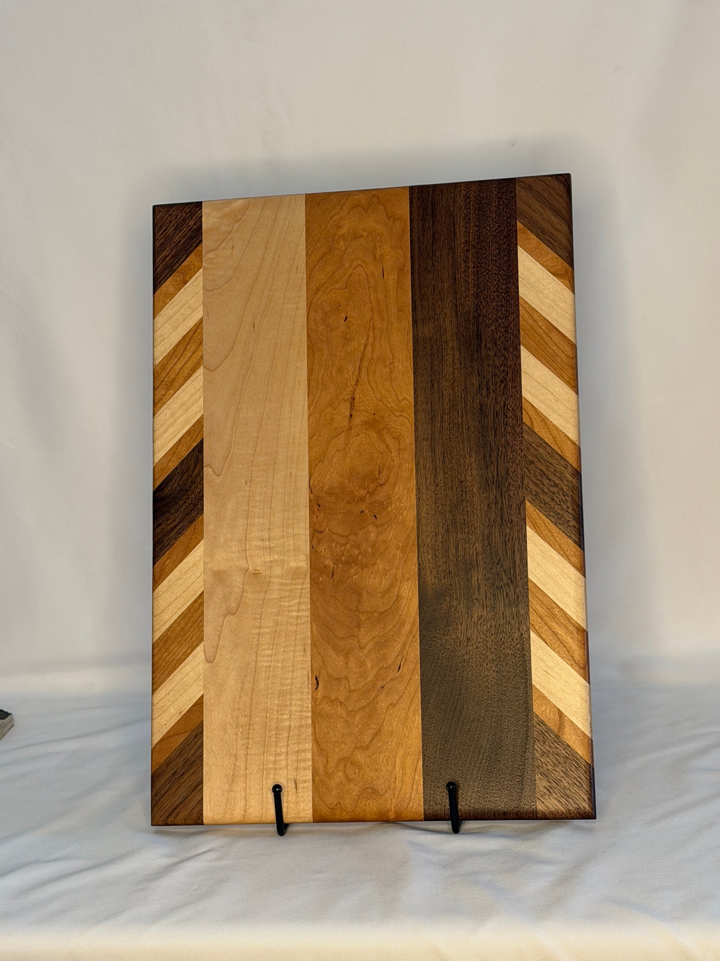 Walnut, Maple and Cherry cutting Board with angles