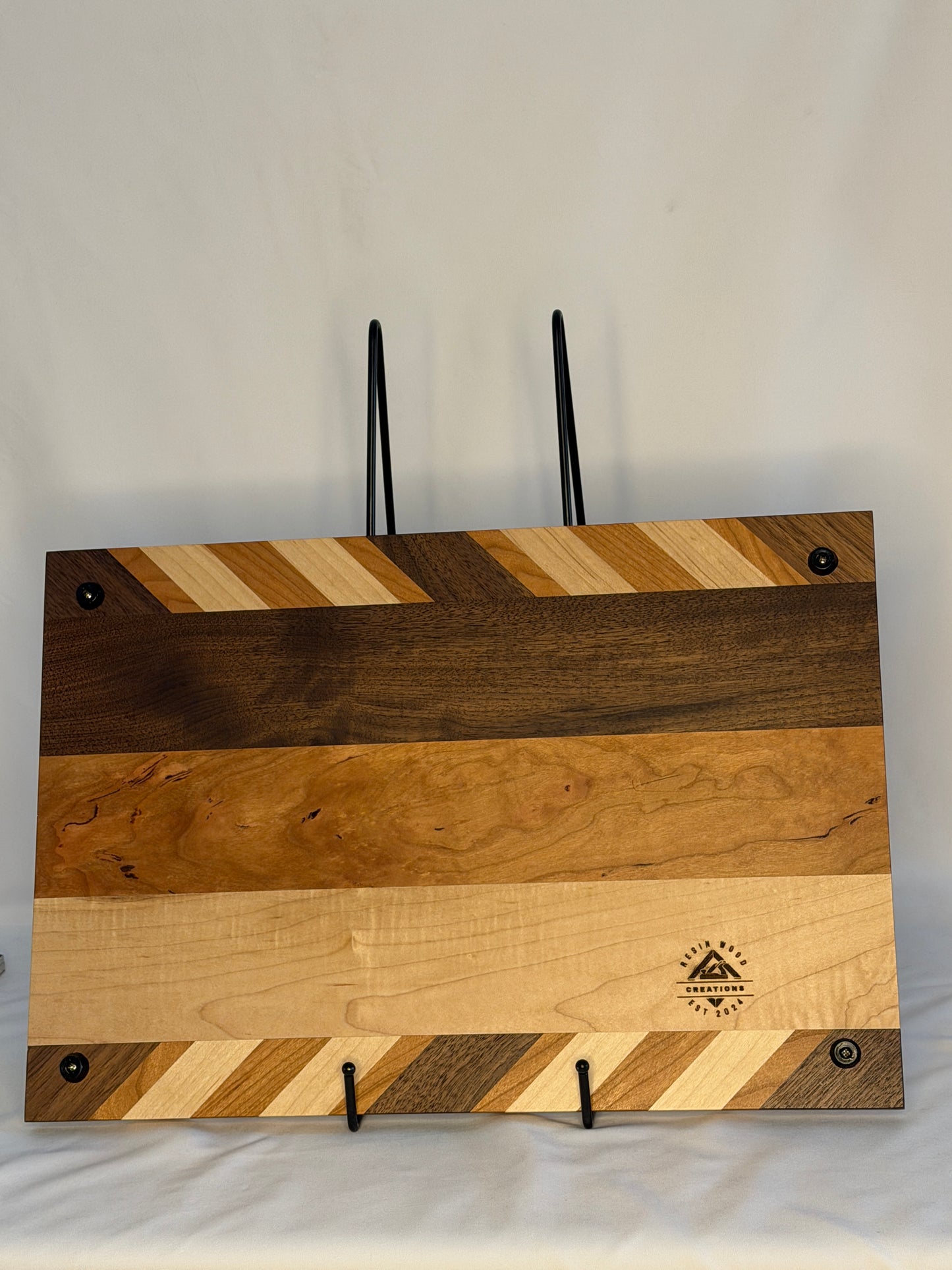 Walnut, Maple and Cherry cutting Board with angles