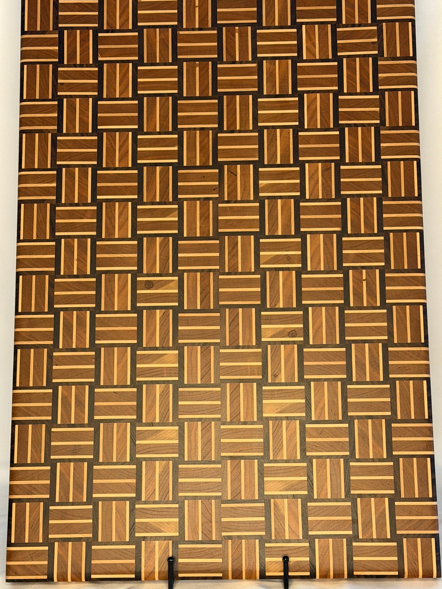 Walnut, Maple and Cherry Basketweave Cutting Board