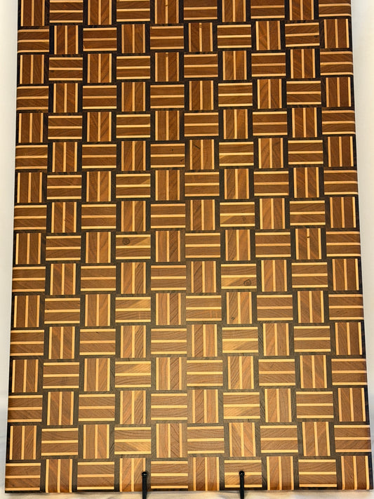 Walnut, Maple and Cherry Basketweave Cutting Board
