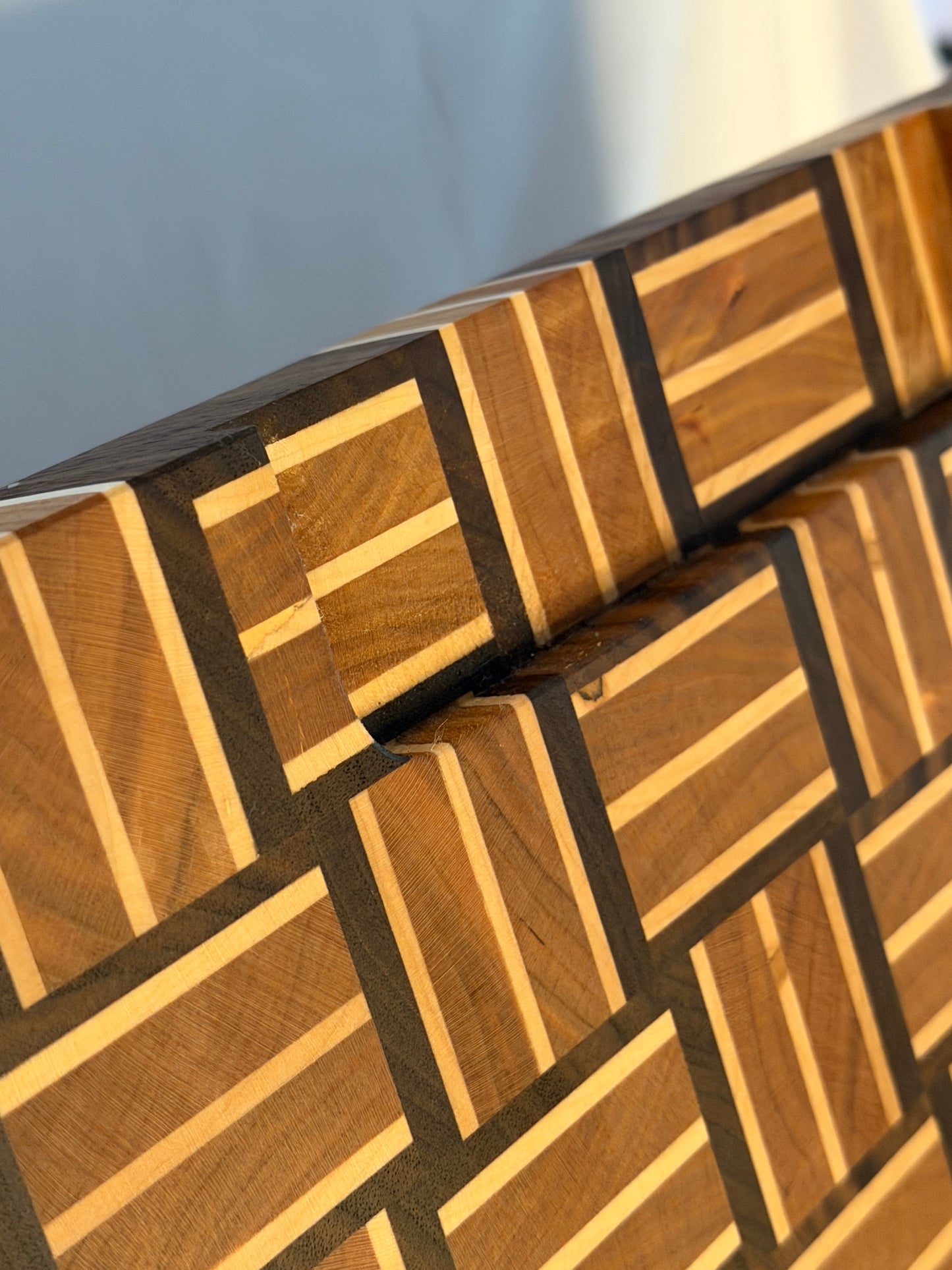 Walnut, Maple and Cherry Basketweave Cutting Board