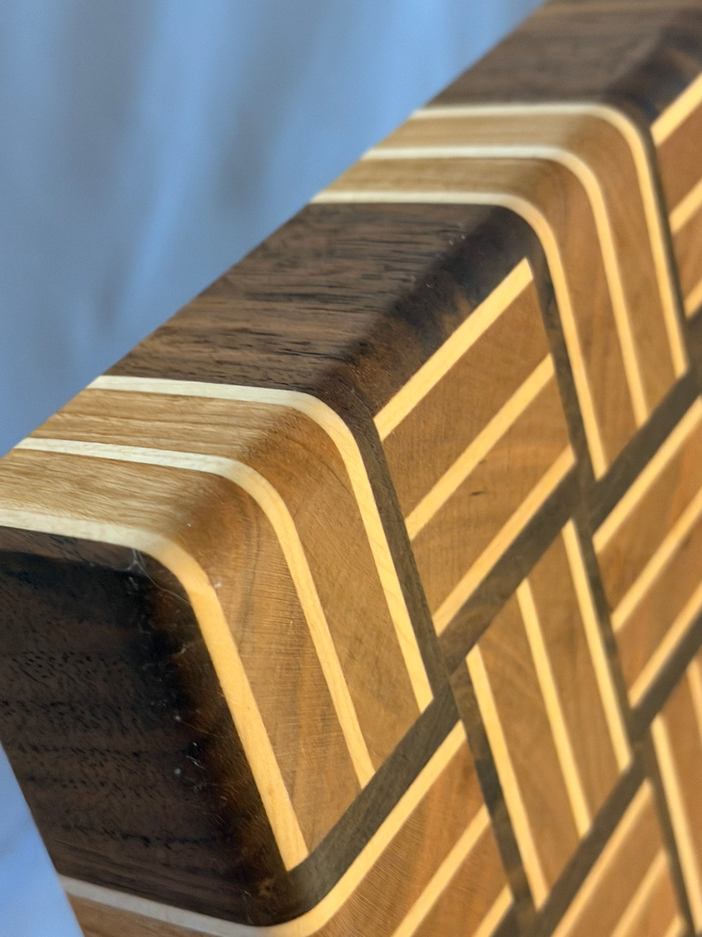Walnut, Maple and Cherry Basketweave Cutting Board