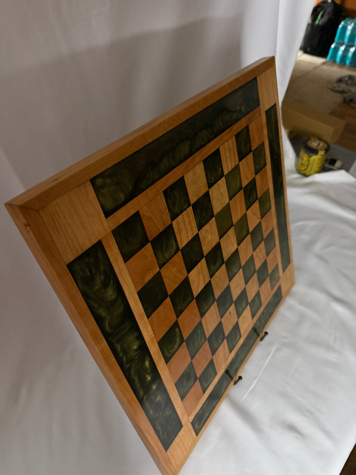 Olive Gold Cherry Chess Board