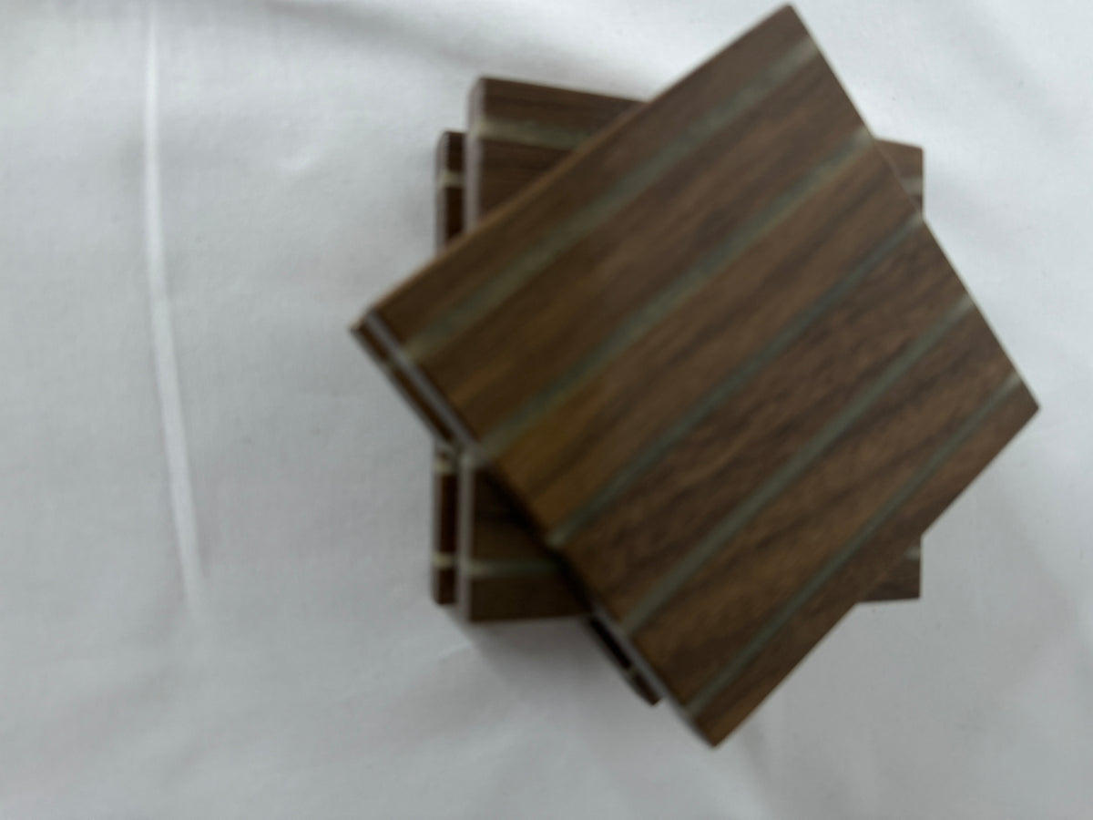 White Chalcedony Walnut Coasters