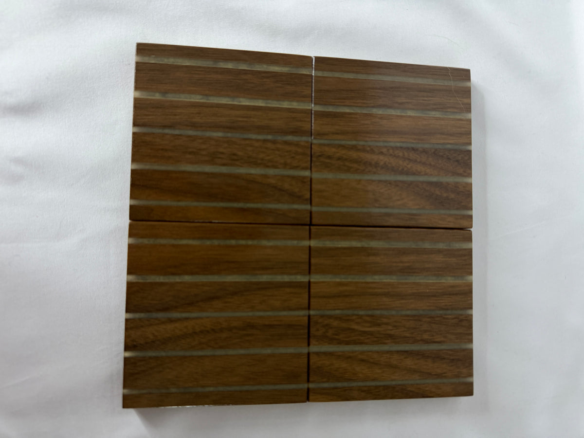 White Chalcedony Walnut Coasters