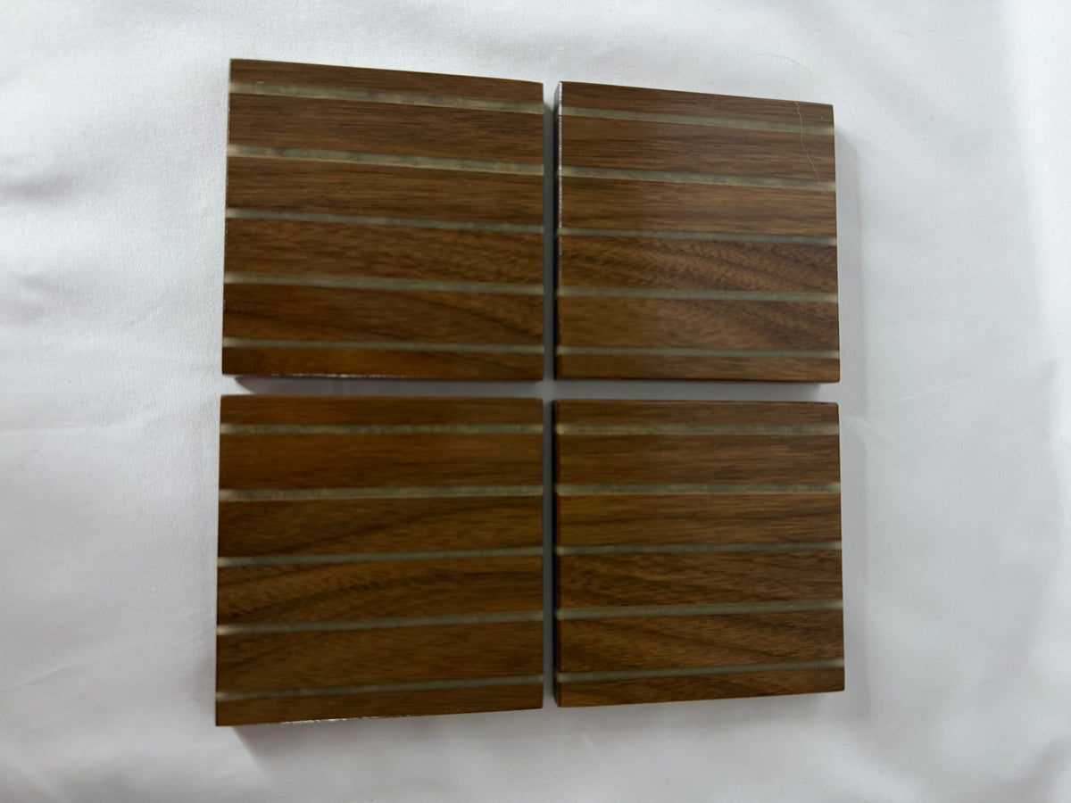 White Chalcedony Walnut Coasters